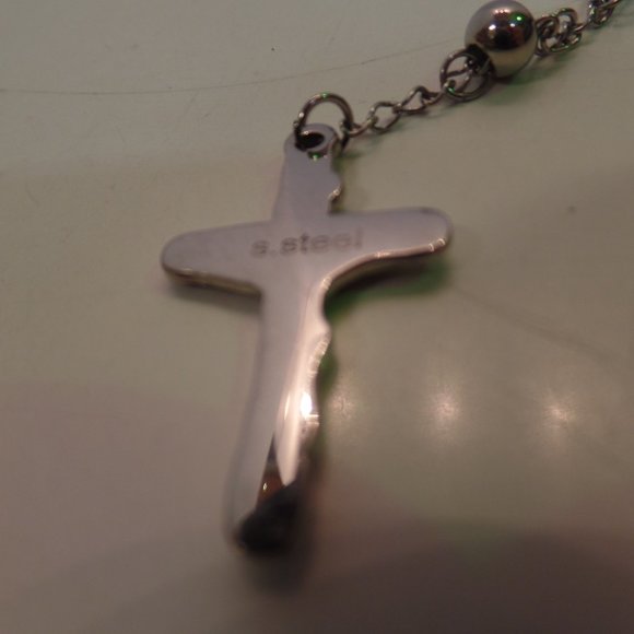 BNWT Black Jack $89 Stainless Steel Silver Color Rosary Prayer Beads - Picture 2 of 9